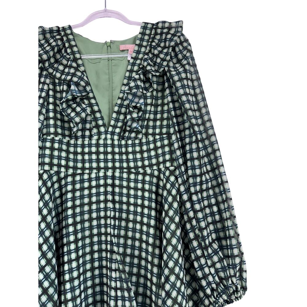 Anthropologie butch plaid green jumper dress pockets lined chic versatile M - Picture 6 of 10